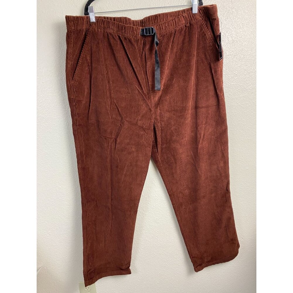 NEW Original User Men's Brown Corduroy‎ Pants Size XXL Pull on Adjustable Waist